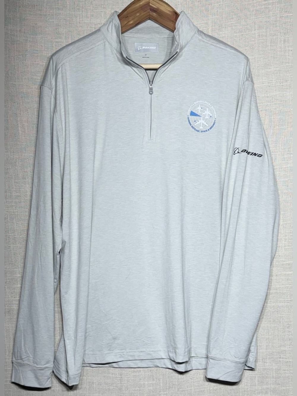 NWOT Boeing Defense Space & Security Performance Quarter Zip Pullover Size 2XL